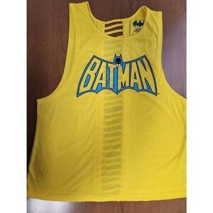 Batman large sleeveless Yellow tank with batman in block lettering on the front